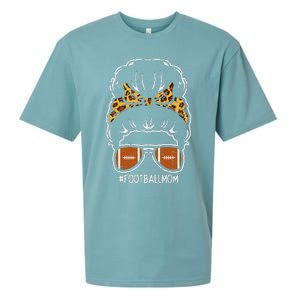 American Football Mom Leopard Bun Family Matching Mama Sueded Cloud Jersey T-Shirt