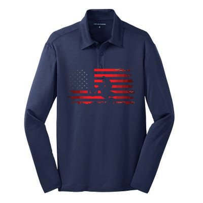 American Flag Motocross Apparel Motocross Dirt Bike Silk Touch Performance Long Sleeve Polo