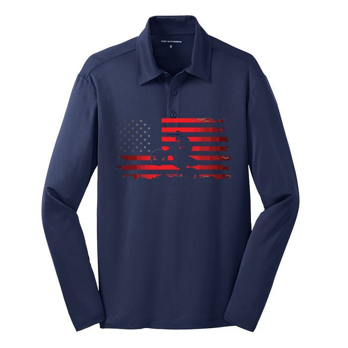 American Flag Motocross Apparel Motocross Dirt Bike Silk Touch Performance Long Sleeve Polo