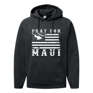 American Flag Maui Hawaii Strong Pray For Maui Performance Fleece Hoodie