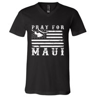 American Flag Maui Hawaii Strong Pray For Maui V-Neck T-Shirt