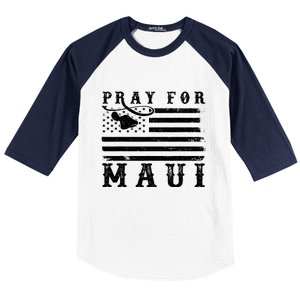 American Flag Maui Hawaii Strong Pray For Maui Baseball Sleeve Shirt