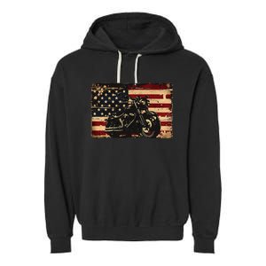 American Flag Motorcycle Apparel Biker Motorcycle Garment-Dyed Fleece Hoodie