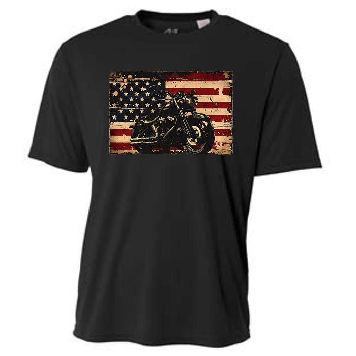 American Flag Motorcycle Apparel Biker Motorcycle Cooling Performance Crew T-Shirt