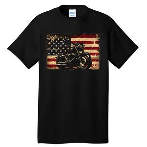 American Flag Motorcycle Apparel Biker Motorcycle Tall T-Shirt