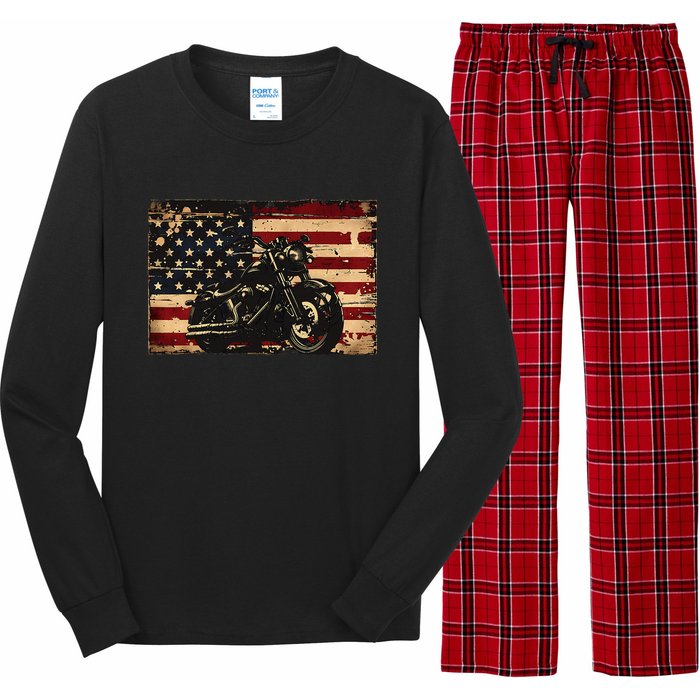 American Flag Motorcycle Apparel Biker Motorcycle Long Sleeve Pajama Set