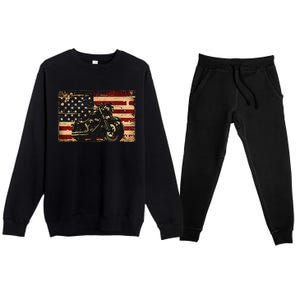 American Flag Motorcycle Apparel Biker Motorcycle Premium Crewneck Sweatsuit Set