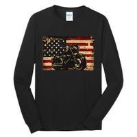 American Flag Motorcycle Apparel Biker Motorcycle Tall Long Sleeve T-Shirt