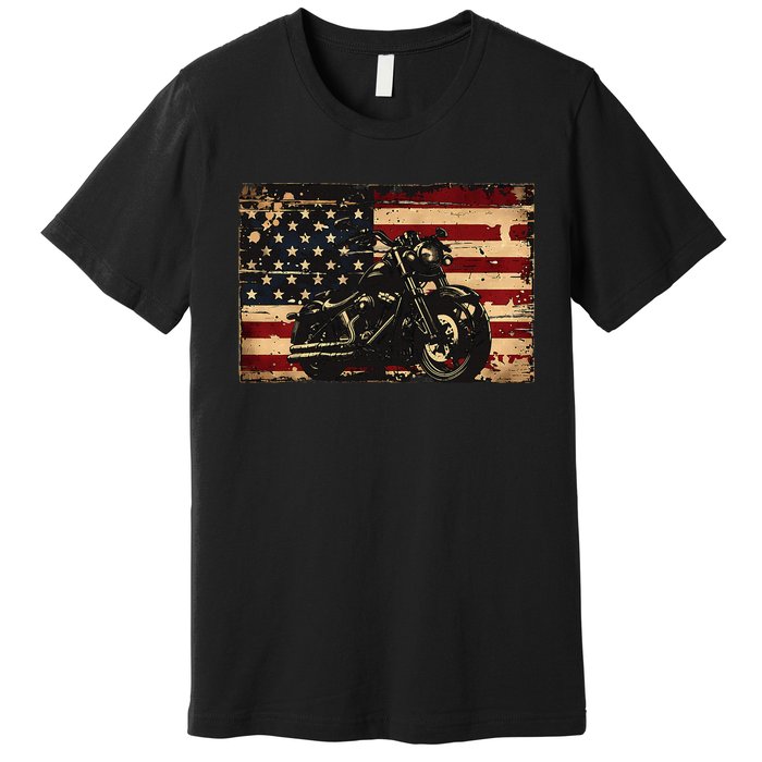 American Flag Motorcycle Apparel Biker Motorcycle Premium T-Shirt