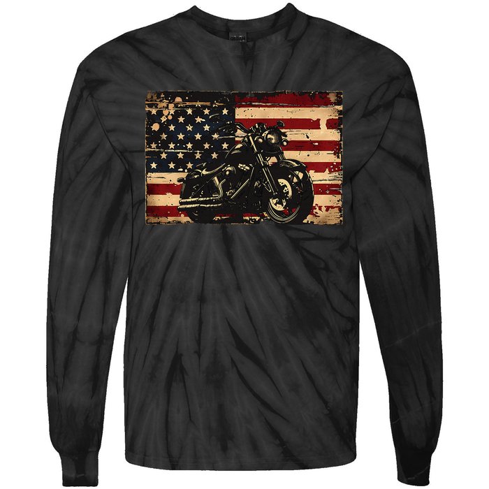 American Flag Motorcycle Apparel Biker Motorcycle Tie-Dye Long Sleeve Shirt