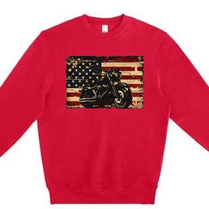 American Flag Motorcycle Apparel Biker Motorcycle Premium Crewneck Sweatshirt