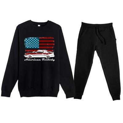 American Foxbody Muscle Car 5 0l Car Enthusiast Flag Gift Premium Crewneck Sweatsuit Set