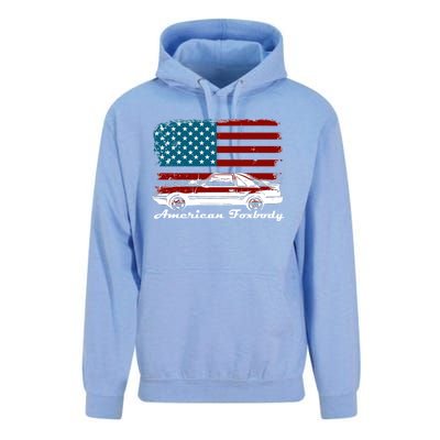 American Foxbody Muscle Car 5 0l Car Enthusiast Flag Gift Unisex Surf Hoodie