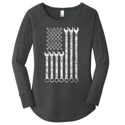 American Flag Mechanic Wrench Gift Mens Womens Women's Perfect Tri Tunic Long Sleeve Shirt