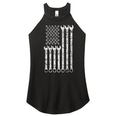 American Flag Mechanic Wrench Gift Mens Womens Women’s Perfect Tri Rocker Tank