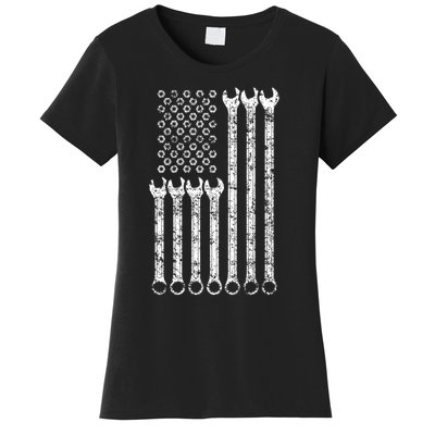 American Flag Mechanic Wrench Gift Mens Womens Women's T-Shirt