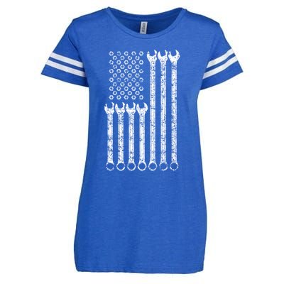 American Flag Mechanic Wrench Gift Mens Womens Enza Ladies Jersey Football T-Shirt