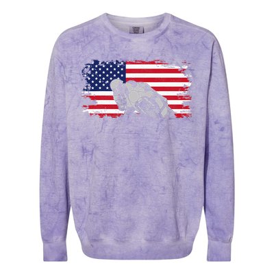 American Flag Motorcycle Colorblast Crewneck Sweatshirt