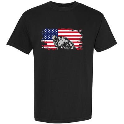 American Flag Motorcycle Garment-Dyed Heavyweight T-Shirt