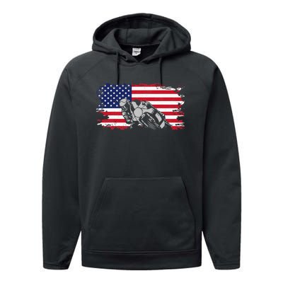 American Flag Motorcycle Performance Fleece Hoodie