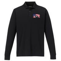 American Flag Motorcycle Performance Long Sleeve Polo