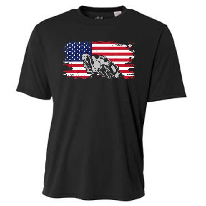 American Flag Motorcycle Cooling Performance Crew T-Shirt