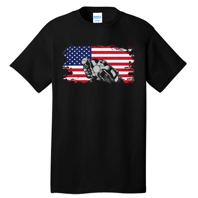 American Flag Motorcycle Tall T-Shirt