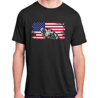 American Flag Motorcycle Adult ChromaSoft Performance T-Shirt