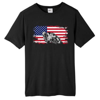 American Flag Motorcycle Tall Fusion ChromaSoft Performance T-Shirt