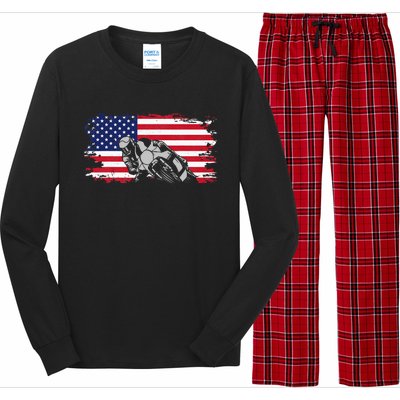 American Flag Motorcycle Long Sleeve Pajama Set