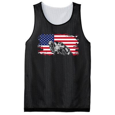 American Flag Motorcycle Mesh Reversible Basketball Jersey Tank