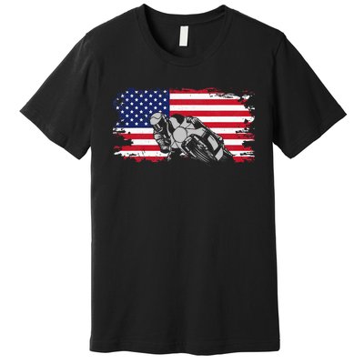 American Flag Motorcycle Premium T-Shirt