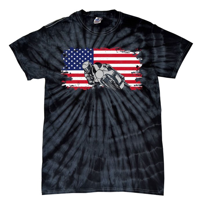 American Flag Motorcycle Tie-Dye T-Shirt