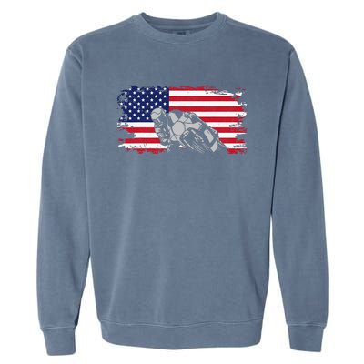 American Flag Motorcycle Garment-Dyed Sweatshirt