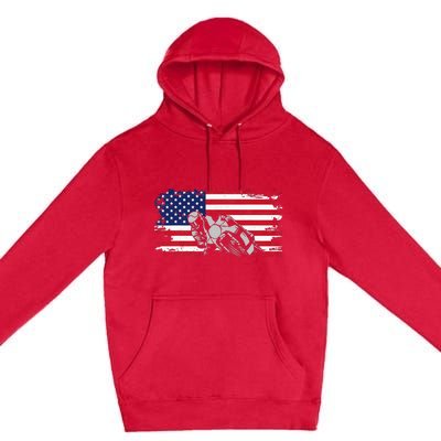 American Flag Motorcycle Premium Pullover Hoodie