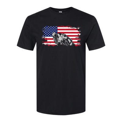 American Flag Motorcycle Softstyle® CVC T-Shirt