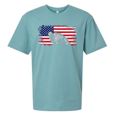 American Flag Motorcycle Sueded Cloud Jersey T-Shirt