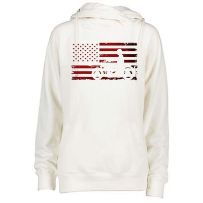 American Flag Motorcycle Biker Chopper Womens Funnel Neck Pullover Hood