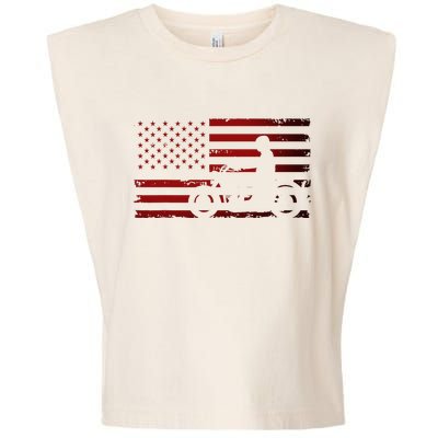 American Flag Motorcycle Biker Chopper Garment-Dyed Women's Muscle Tee