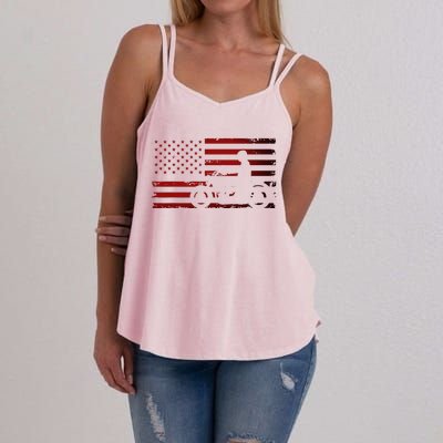 American Flag Motorcycle Biker Chopper Women's Strappy Tank