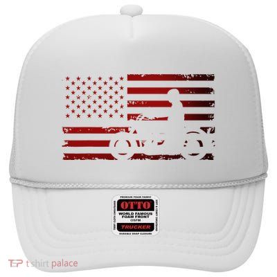American Flag Motorcycle Biker Chopper High Crown Mesh Back Trucker Hat