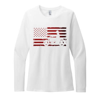 American Flag Motorcycle Biker Chopper Womens CVC Long Sleeve Shirt