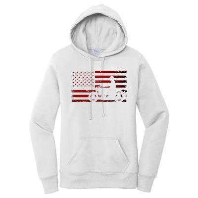 American Flag Motorcycle Biker Chopper Women's Pullover Hoodie