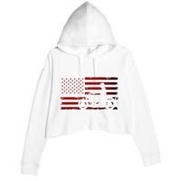 American Flag Motorcycle Biker Chopper Crop Fleece Hoodie