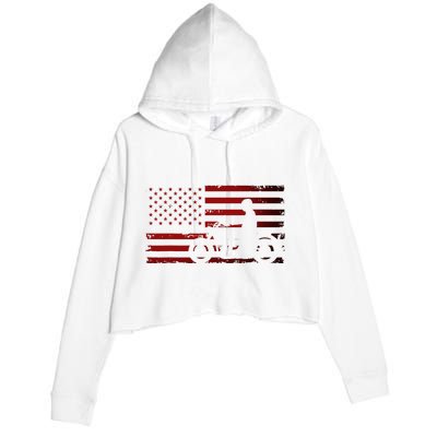 American Flag Motorcycle Biker Chopper Crop Fleece Hoodie