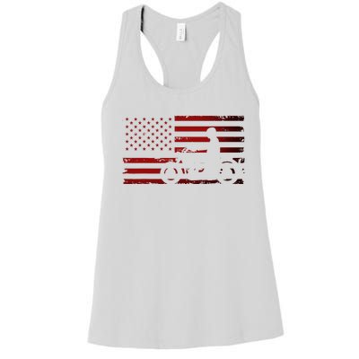 American Flag Motorcycle Biker Chopper Women's Racerback Tank