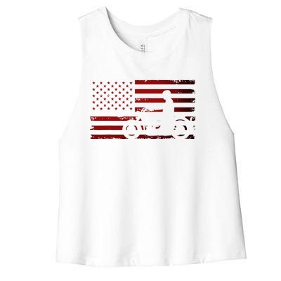 American Flag Motorcycle Biker Chopper Women's Racerback Cropped Tank