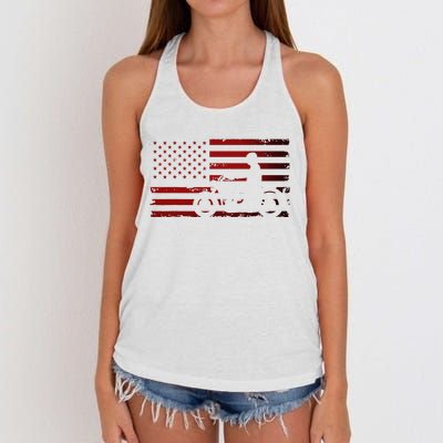 American Flag Motorcycle Biker Chopper Women's Knotted Racerback Tank