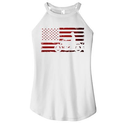 American Flag Motorcycle Biker Chopper Women's Perfect Tri Rocker Tank