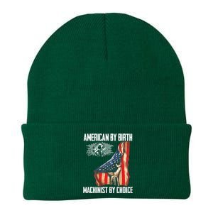 American Flag Machinist By Choice Funny For Machinist Knit Cap Winter Beanie